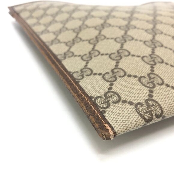 GUCCI Old Gucci Flat Clutch Bag with All-Over Pattern Clutch Bag Brown - Picture 10 of 16